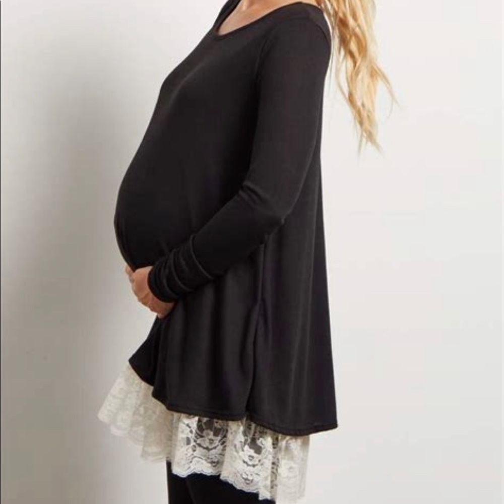 PinkBlush maternity black long sleeve with lace